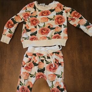 Floral Kids Matching Set - Pink and Green